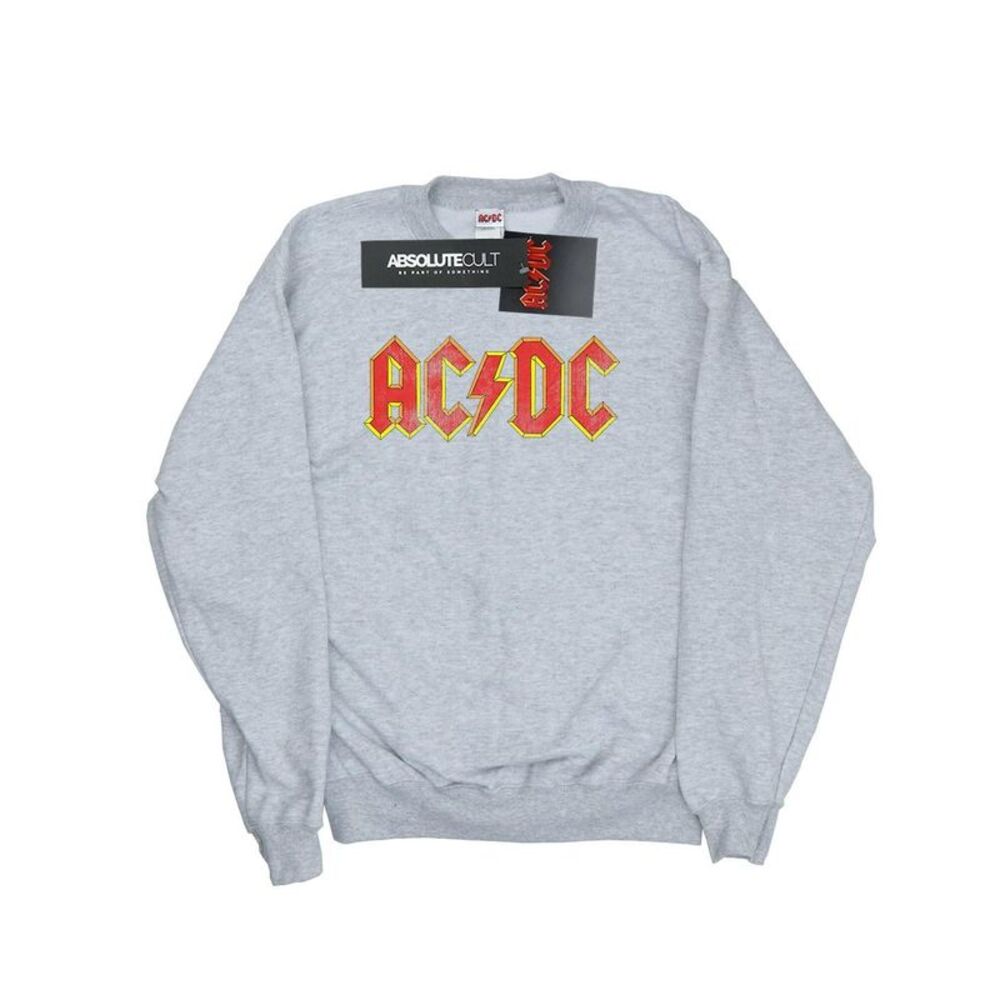 AC/DC Mens Distressed Logo Cotton Sweatshirt / Sports Grey